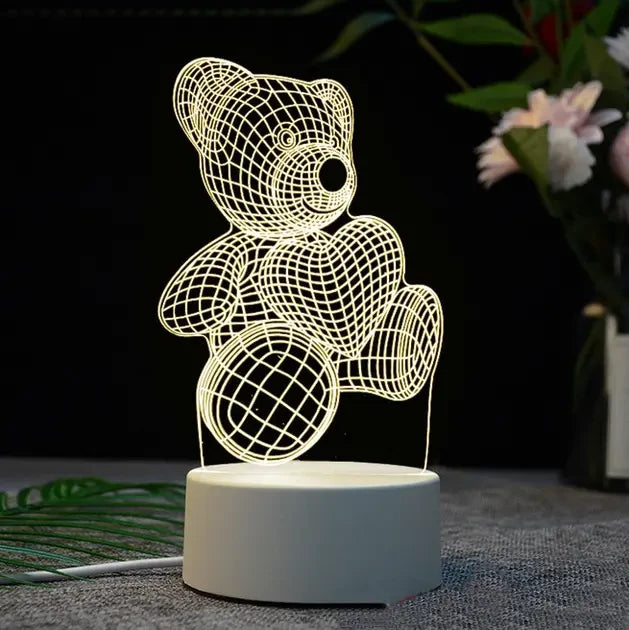 Акриловий 3D нічник-світильник Ведмедик з пультом