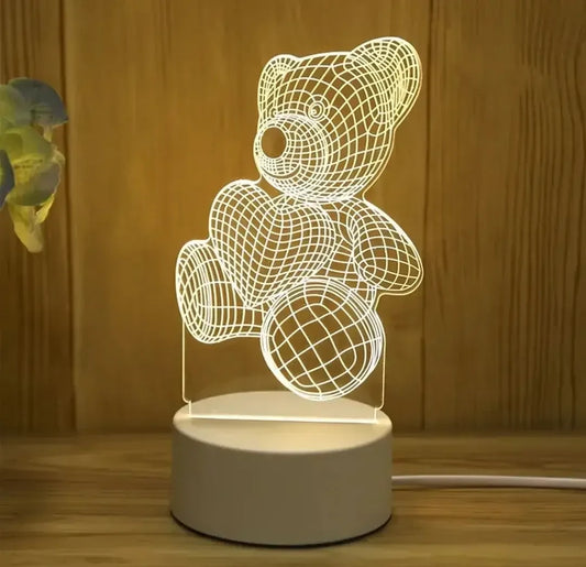 Акриловий 3D нічник-світильник Ведмедик з пультом